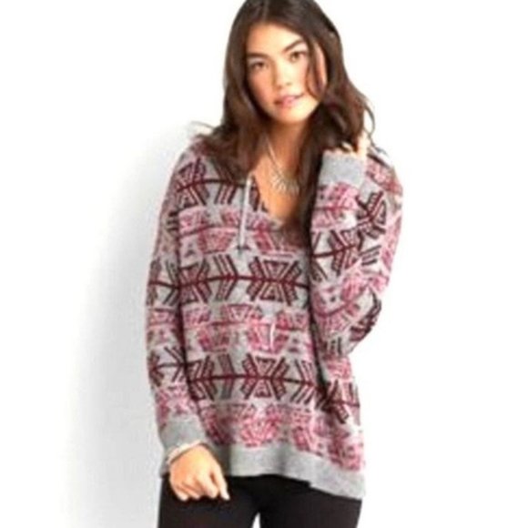 American Eagle Outfitters Tops - AE Outfitters Baja Southwestern Hooded Sweater